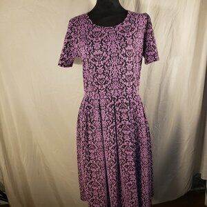LuLaRoe Purple and Black Midi Dress